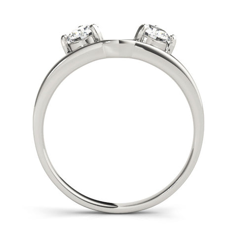 White gold Round Cut Dual Diamond Open Band with Prong Setting 2
