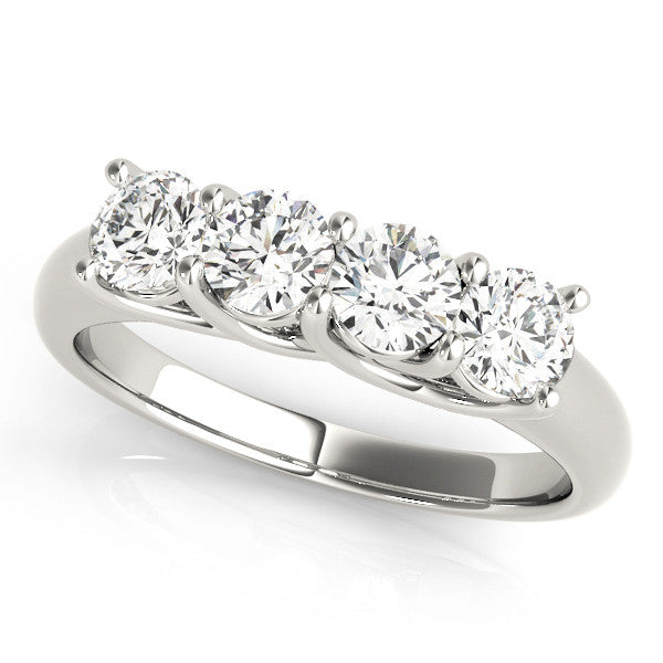 White gold Four-Stone Round Diamond Prong-Set White Gold Band 1
