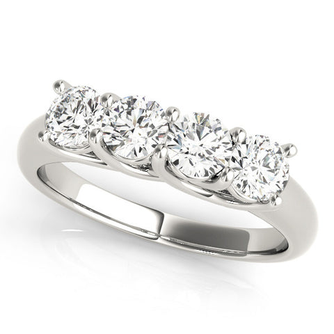 White gold Four-Stone Round Diamond Prong-Set White Gold Band 1
