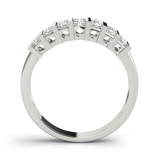 White gold Channel Set Round Diamond Step Band with Bar Prong Setting 2