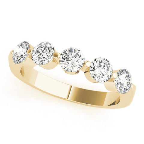 Yellow gold Five-Stone Round Diamond Half-Eternity Band with Prong Setting 1