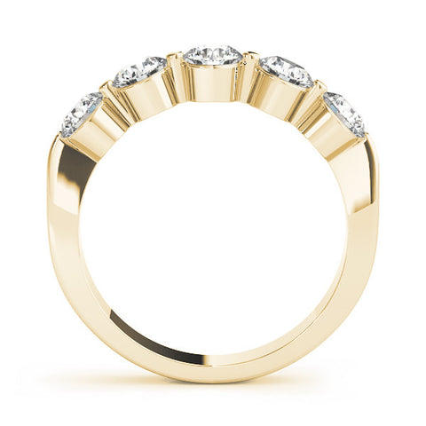 Yellow gold Five-Stone Round Diamond Half-Eternity Band with Prong Setting 2
