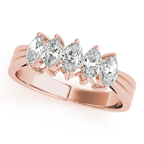 Rose gold Five-Stone Marquise Diamond Split Shank Ring with Shared Prong Setting 1