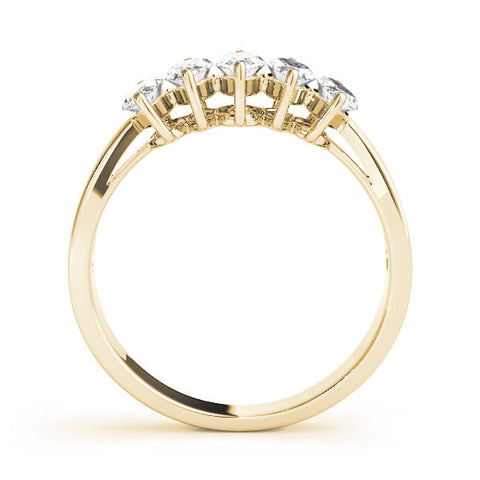 Yellow gold Five-Stone Marquise Diamond Split Shank Ring with Shared Prong Setting 2