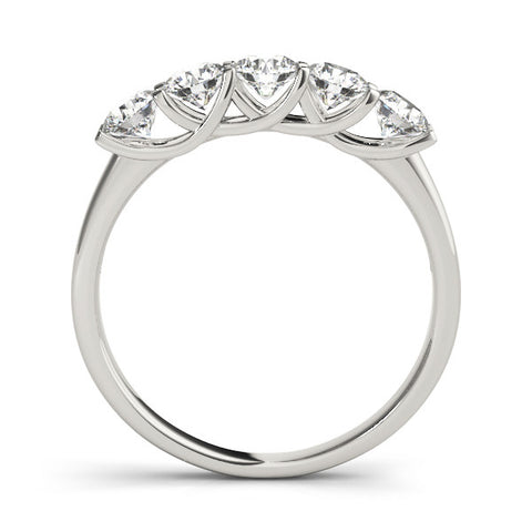 White gold Round Cut Diamond Half Eternity Band with Prong Setting 2