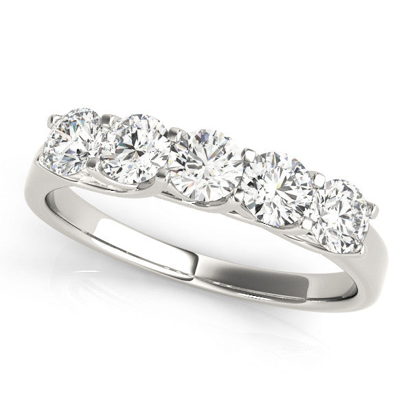 White gold Round Cut Diamond Half Eternity Band with Prong Setting 1
