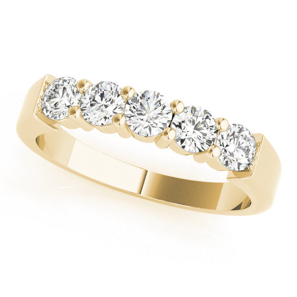 Yellow gold Round Cut Diamond Prong Set Half-Eternity Band 1