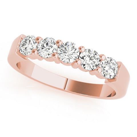 Rose gold Round Cut Diamond Prong Set Half-Eternity Band 1