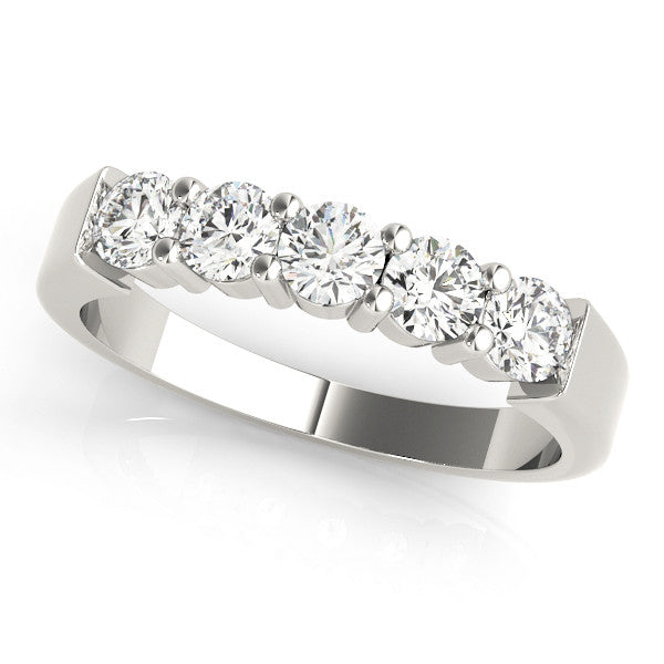 White gold Round Cut Diamond Prong Set Half-Eternity Band 1