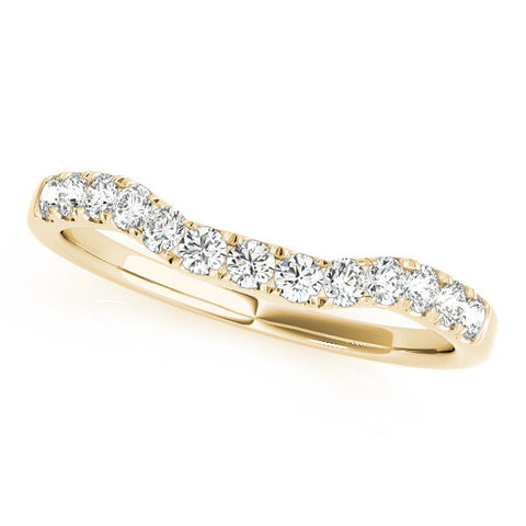 Yellow gold Round Diamond Curved Pavé Wedding Band with U-Prong Setting 1