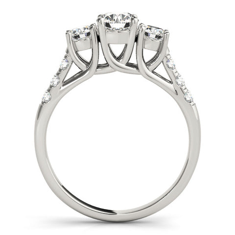 White gold Three-Stone Round Cut Diamond Ring with Channel Set Band and Four-Prong Setting