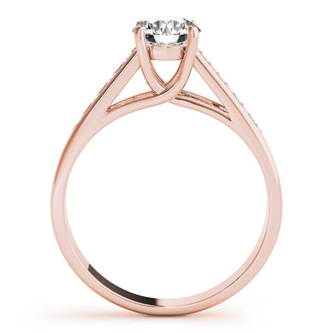Rose gold Round Brilliant Channel-Set Solitaire Ring with Four-Prong Setting
