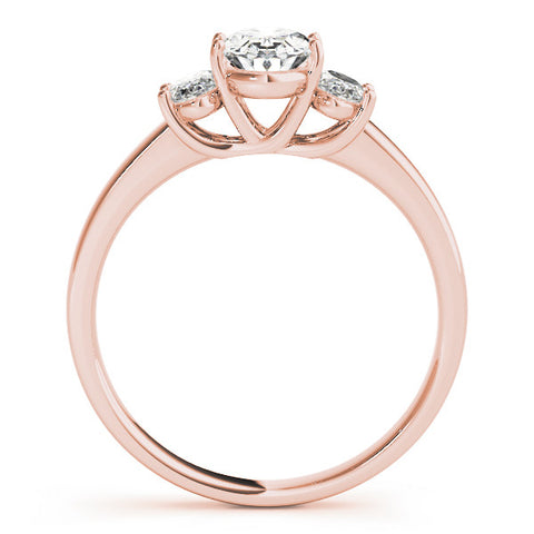 Rose gold Oval Three-Stone Diamond Ring with Prong Setting on a Classic Band