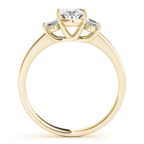 Yellow gold Oval Three-Stone Diamond Ring with Prong Setting on a Classic Band
