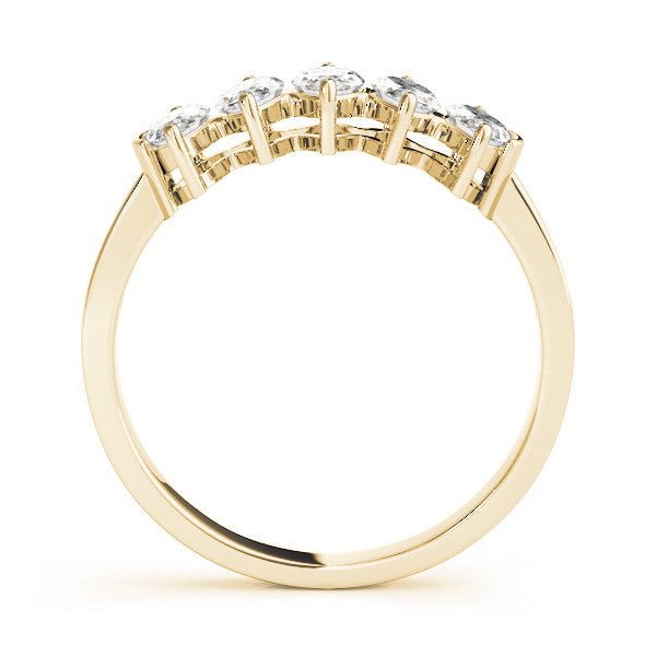 Yellow gold Five Stone Marquise Diamond Prong Set White Gold Band 2