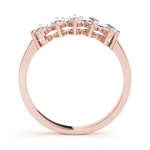 Rose gold Five Stone Marquise Diamond Prong Set White Gold Band 2