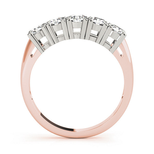 Rose gold Five-Stone Round Diamond Prong Set White Gold Band 2