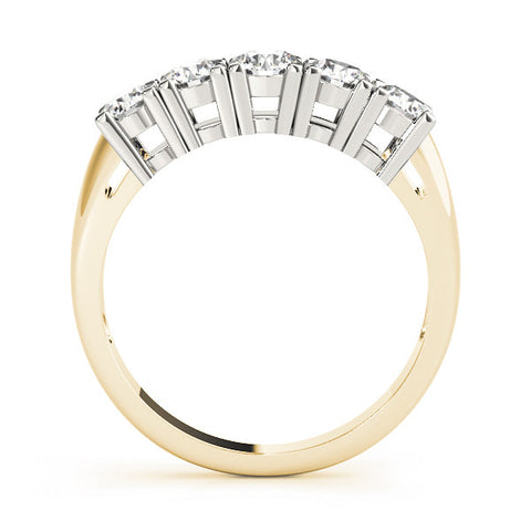 Yellow gold Five-Stone Round Diamond Prong Set White Gold Band 2