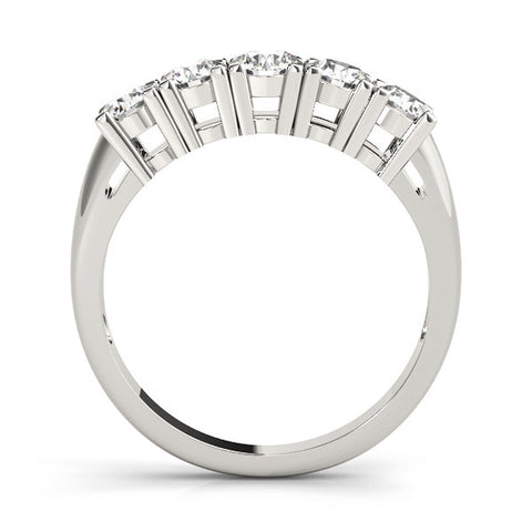 White gold Five-Stone Round Diamond Prong Set White Gold Band 2