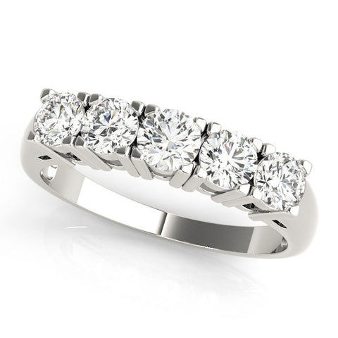 White gold Five-Stone Round Diamond Prong Set White Gold Band 1