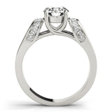 10K White Gold 2.01 Carat F VS1 Round Cut Diamond Channel Set Solitaire Ring with Four-Prong Setting