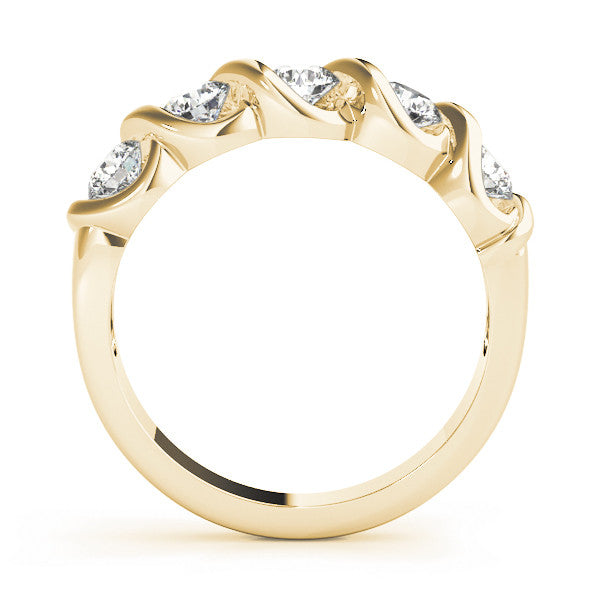 Yellow gold Twist Prong Round Diamond Eternity Band 2