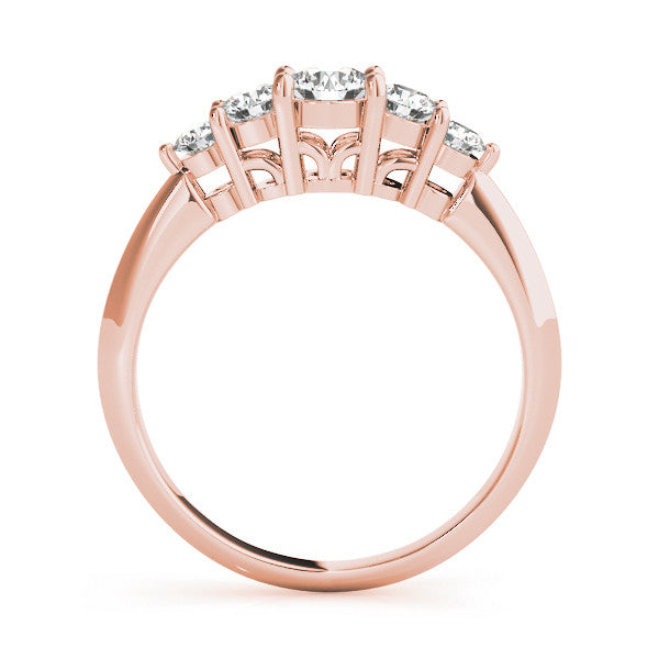 Rose gold Five-Stone Round Brilliant Diamond Prong Set White Gold Band 2