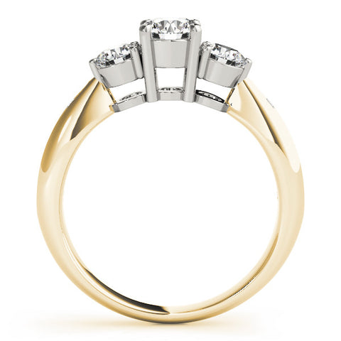 Yellow gold Three-Stone Round Diamond Channel Set Engagement Ring with Prong Setting