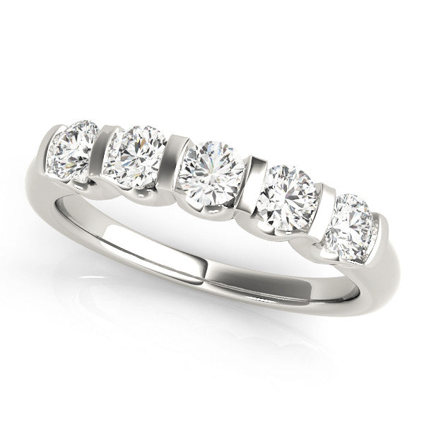 White gold Five-Stone Round Diamond Channel Set White Gold Band 1