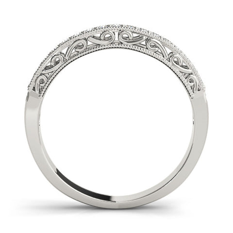 White gold Round Diamond Pavé Milgrain White Gold Eternity Band 2