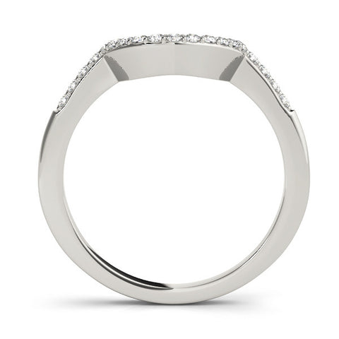 White gold Pavé Round Diamond Contour Band with Prong Setting 2