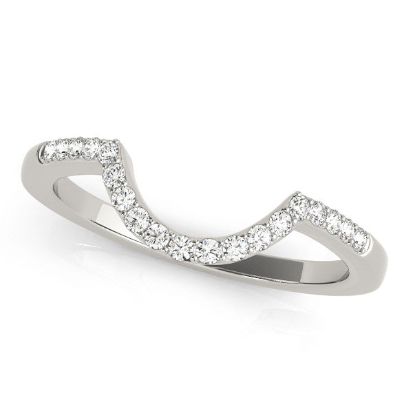 White gold Pavé Round Diamond Contour Band with Prong Setting 1