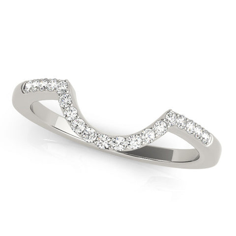 White gold Pavé Round Diamond Contour Band with Prong Setting 1