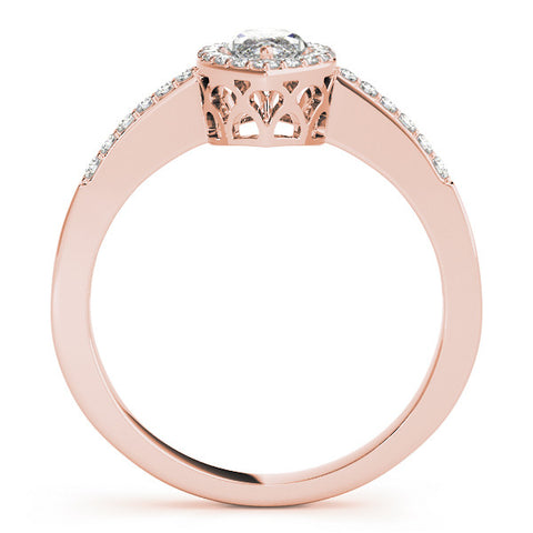 Rose gold Marquise Halo Diamond Pavé Band Ring with Prong Setting