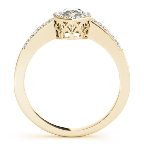 Yellow gold Marquise Halo Diamond Pavé Band Ring with Prong Setting