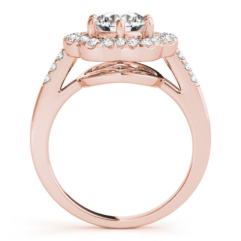 Rose gold Round Diamond Floral Halo Split Shank Prong Setting Ring
