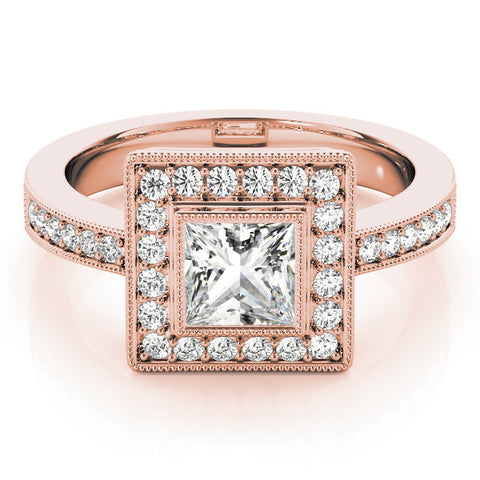 Rose gold Princess Cut Halo Pavé Diamond Ring
