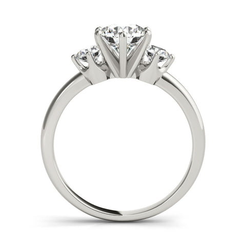 White gold Three-Stone Round Cut Solitaire Diamond Ring with Prong Setting