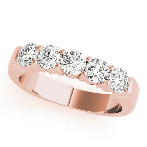 Rose gold Five-Stone Round Diamond Channel Band with Prong Setting 1