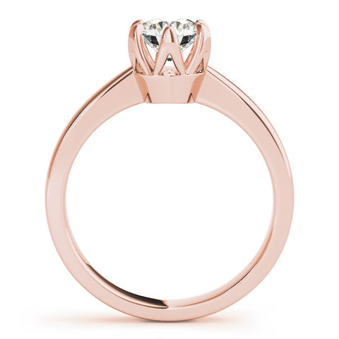 Rose gold Round Solitaire Engagement Ring with Six-Prong Setting and Tapered Band