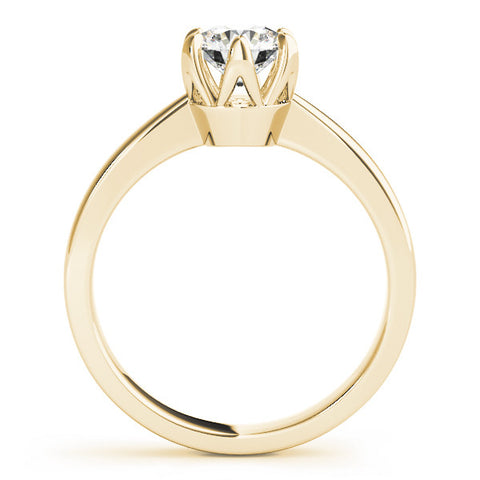 Yellow gold Round Solitaire Engagement Ring with Six-Prong Setting and Tapered Band