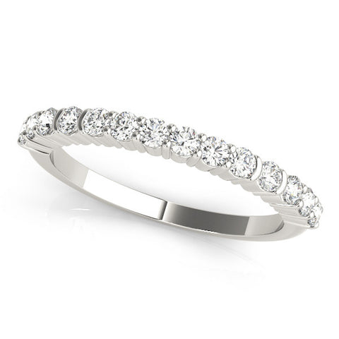 White gold Round Diamond Half Eternity Band with Shared Prong Setting 1