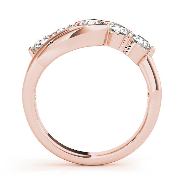 Rose gold Five-Stone Round Diamond Crossover Band with Prong Setting 2