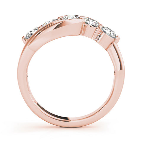 Rose gold Five-Stone Round Diamond Crossover Band with Prong Setting 2