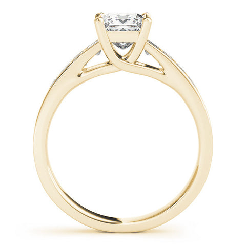 Yellow gold Princess Cut Channel Set Diamond Engagement Ring with Four-Prong Setting