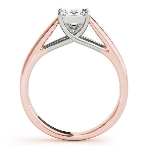Rose gold Princess Cut Solitaire Engagement Ring with Cathedral Setting and Four-Prong Setting