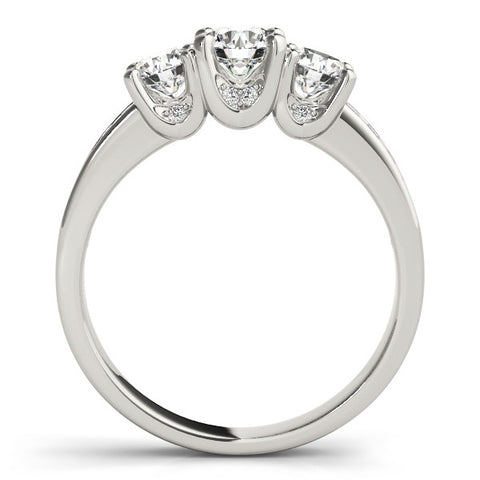 White gold Three-Stone Round Diamond Channel-Set Band with Prong Setting