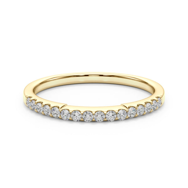 Yellow gold Round Diamond Pavé Half-Eternity Band with Shared Prong Setting