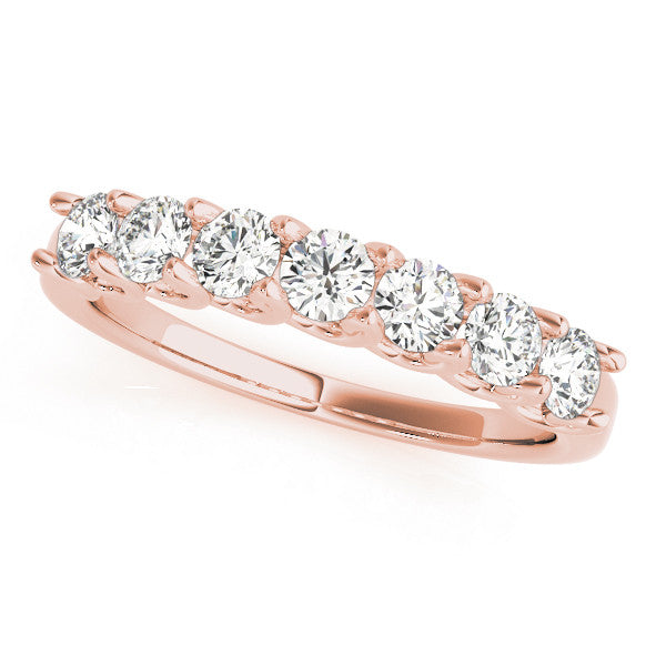 Rose gold Round Diamond Prong-Set Half Eternity Band 1