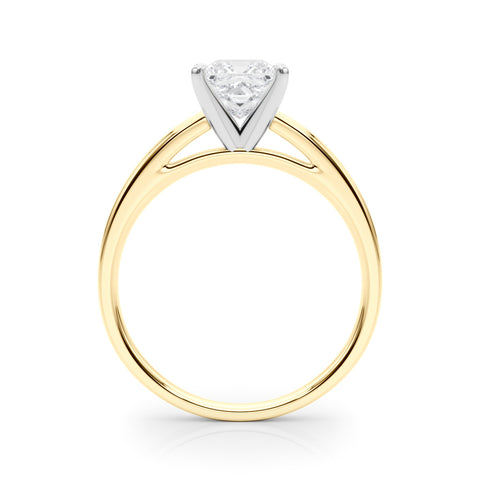Yellow gold Princess Solitaire Diamond Ring with Four-Prong Setting and Classic Band